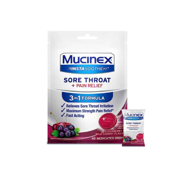 MUCINEX Instasoothe Elderberry and Wild Cherry 40ct, 4pk
