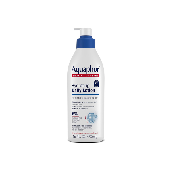 Aquaphor Daily Hydrating Face and Body Lotion, Hyaluronic Acid, 16 FL OZ
