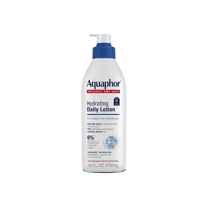 Aquaphor Daily Hydrating Face and Body Lotion, Hyaluronic Acid, 16 FL OZ