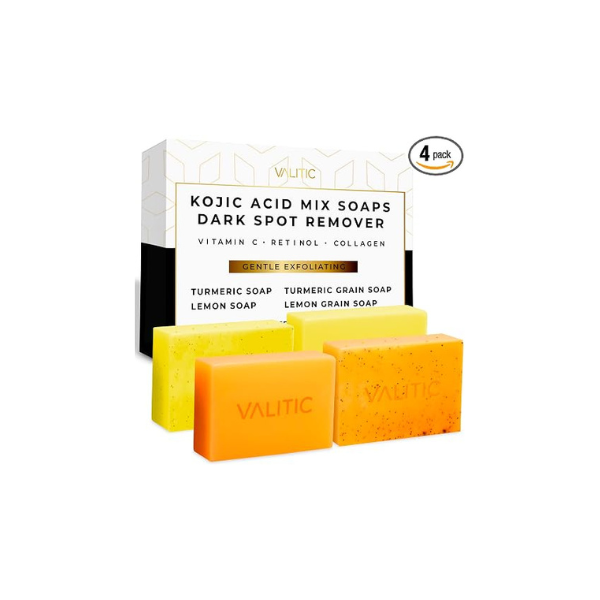 VALITIC Kojic Acid Soap Bars 4 Assorted Dark Spot Remover Soaps Gift Set