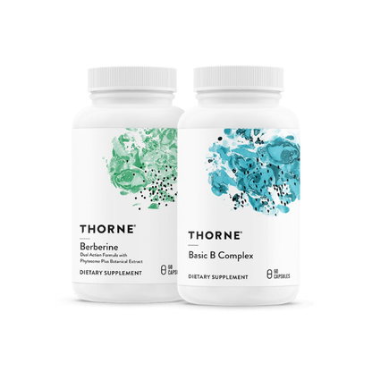 THORNE - Basic B Complex (60 Capsules) & Berberine (60 Capsules) Bundle - Supports Heart Health, Immune System Function & Brain Health - Gluten Free, Dairy Free