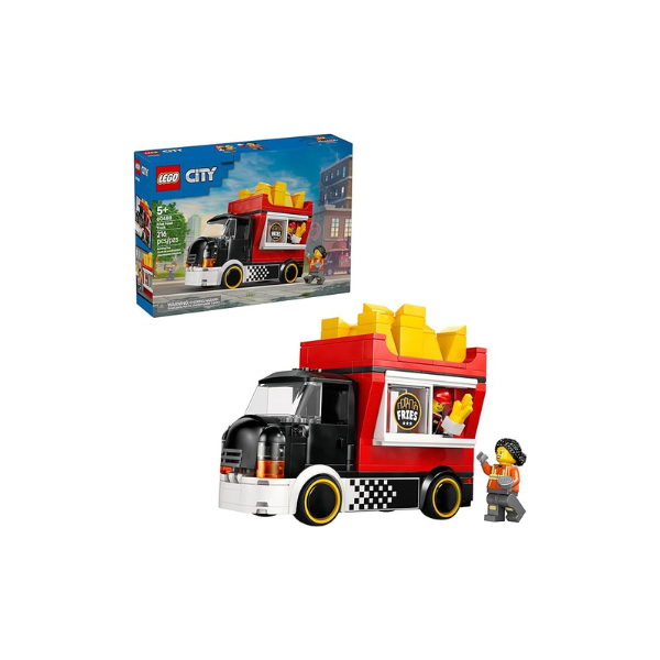 LEGO City Fries Food Truck Building Toy for Kids - Pretend Play Truck Toy for Boys & Girls, Ages 5+ - Mobile Restaurant Playset W/2 Minifigures & Detachable Kiosk - Gift Idea for Birthdays - 60488
