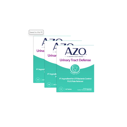 (3 pack) AZO Urinary Tract Defense Tablets, Antibacterial Protection & Pain Relief for UTI Infection Control, FSA/HSA Eligible, 24 Count
