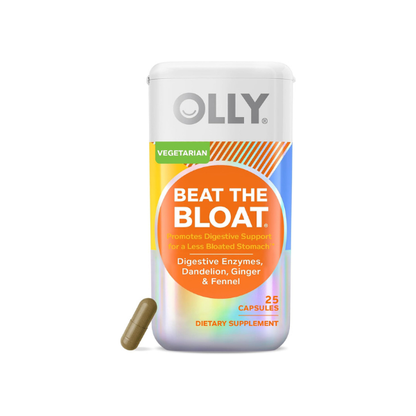 OLLY Beat The Bloat Capsules, Digestive Support Enzymes, Supplement for Women - 25 Count