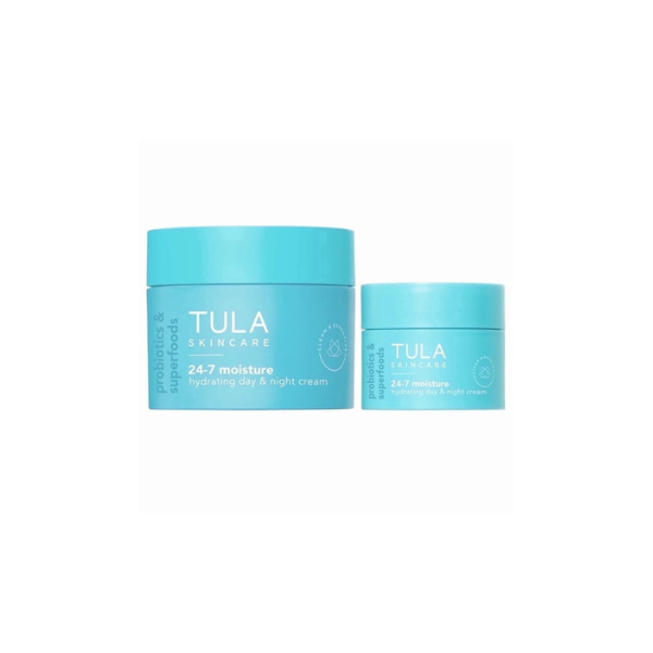 TULA Skin Care 24-7 Moisture Hydrating Day & Night Cream, Full and Travel Size Duo, Set of 2