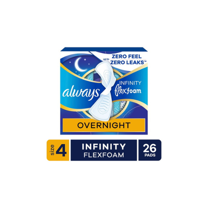 Always Infinity FlexFoam Pads, Size 4, Overnight, Wings, Unscented, 26 Count