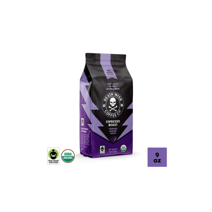Death Wish Coffee Co., Organic and Fair Trade, Ground Coffee, Espresso Roast, 9 oz