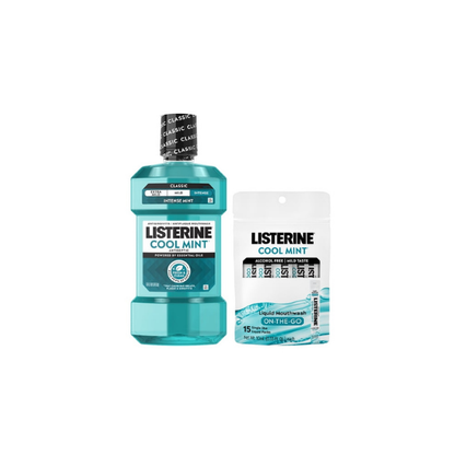 Listerine Cool Mint 1L Mouthwash & Cool Mint 15ct On-The-Go Packets