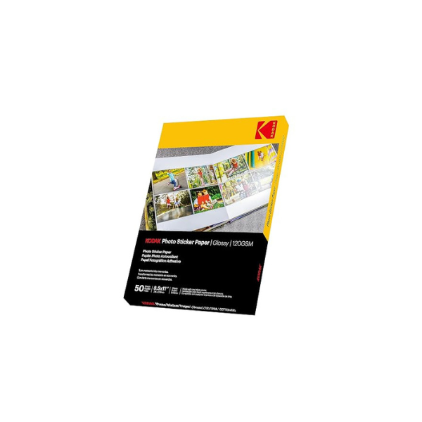 KODAK Photo Sticker Paper Glossy, 8.5”x11”, 50 Count, 120gsm
