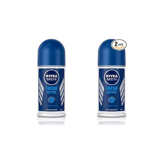 Nivea for Men Fresh Active 48 Hs Deodorant Roll-on 50 Ml (1.7 Fl Oz) - (2-Pack)