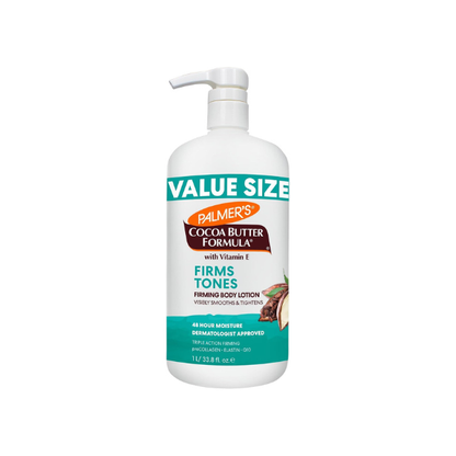 Palmer’s Cocoa Butter Formula, Firming Body Lotion (33.8 fl oz), Skin Toning & Tightening Moisturizer with Collagen, Elastin, Q10 & Vitamin E, 48-Hour Moisture, Vegan Friendly, Dermatologist Approved