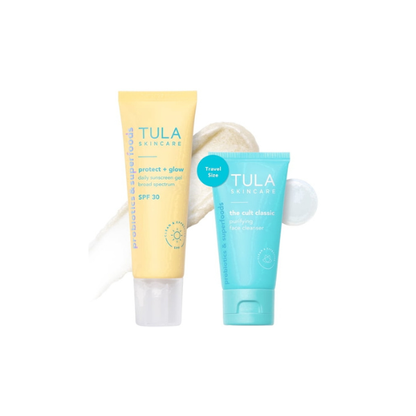 TULA Skin Care Sun Kit, SPF & Travel Size Cult Classic Facial Cleanser, 2-Piece Kit