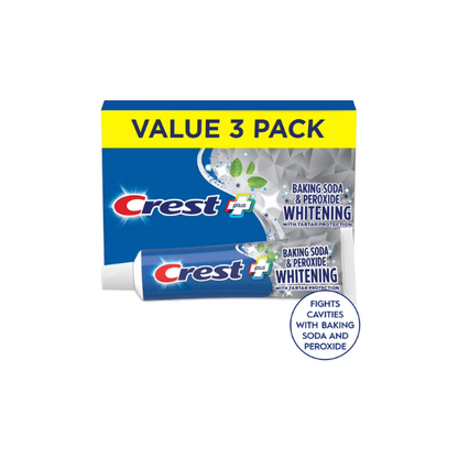 Crest Plus Baking Soda & Peroxide Whitening Toothpaste, Fresh Mint, 5.7 oz, Pack of 3