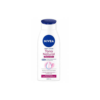 NIVEA Aclarado Tono Natural Efecto Satin Body Lotion, Daily Moisturizing Cream for Smooth Skin, 48 Hour Hydration, Lightweight Formula, 400 mL / 13.5 fl oz Made in Mexico
