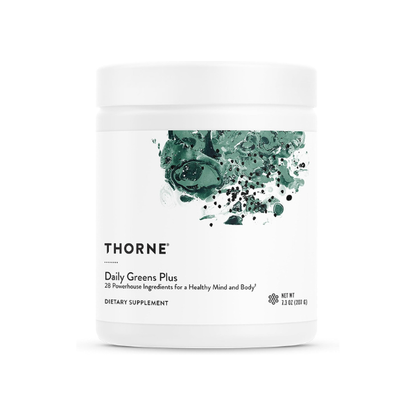 THORNE - Daily Greens Plus - Comprehensive Greens Powder with Matcha, Spirulina, Moringa and Adaptogen, Mushroom and Antioxidant Blends - Refreshing, Mint Flavor 7.3 Oz - 30 Servings