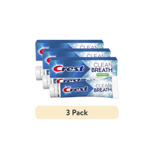 (3 pack) Crest Toothpaste Clean Breath Peppermint 4.6oz - Neutralizes Bad Breath, Antibacterial Protection, Fights Cavities, Freshens Breath, Gently Whitens
