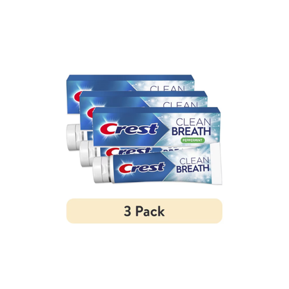 (3 pack) Crest Toothpaste Clean Breath Peppermint 4.6oz - Neutralizes Bad Breath, Antibacterial Protection, Fights Cavities, Freshens Breath, Gently Whitens