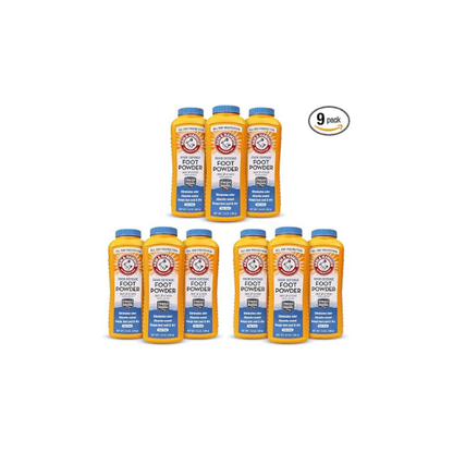 Arm & Hammer Foot Powder for Shoes & Feet, Talc-Free Odor & Moisture Control for Men & Women, 7 oz (9 Pack)