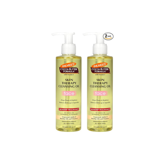 Palmer's Cocoa Butter Formula Skin Therapy Cleansing Oil,Gentle Makeup Remover with Rosehip Oil and Vitamin C,6.5 Ounce,(Pack of 2)