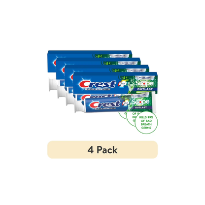 (4 pack) Crest Toothpaste, Premium Plus Scope Outlast Toothpaste, Long Lasting Mint Flavor 5.2 oz