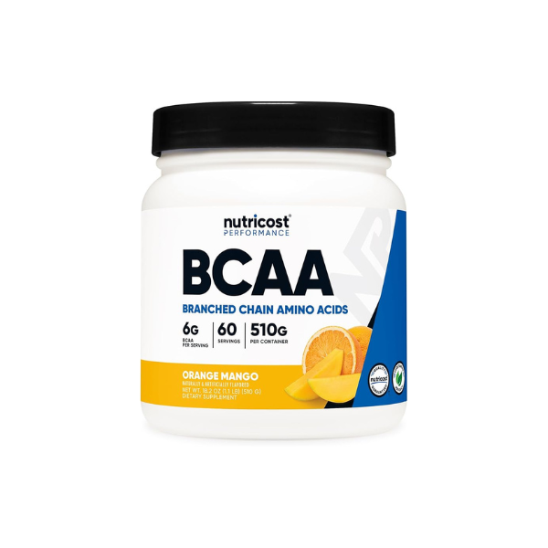 Nutricost BCAA Powder (Orange Mango) 60 Servings, 2:1:1 Optimal Ratio