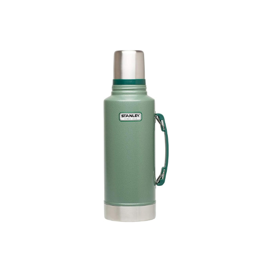 Stanley Heritage Classic Vacuum Bottle with Handle 2.0 qt | Wide Mouth with Leakproof Cup Lid | Keep Drinks Hot or Cold for Travel | Insulated Stainless Steel Thermal Bottle | Hammertone Green