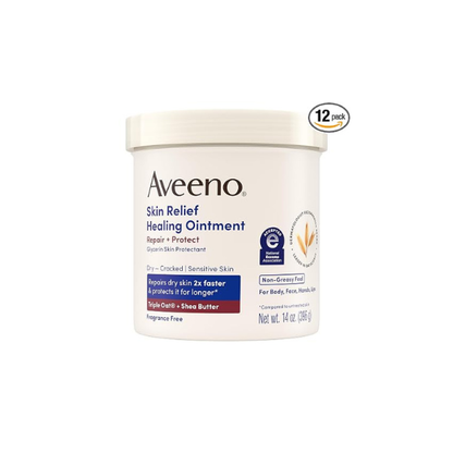 Aveeno Skin Relief Healing Ointment, Fragrance-Free, Jar 14 Ounce (Pack of 12)