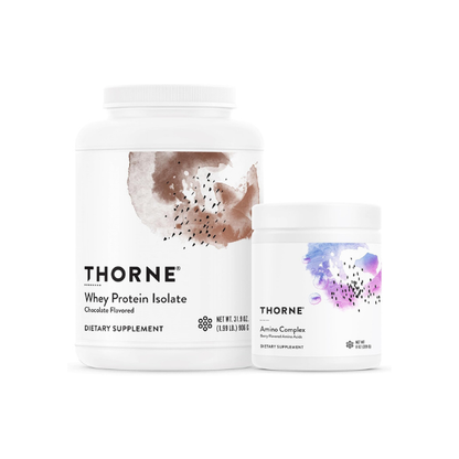 THORNE - Whey Protein Isolate (Chocolate, 31.9 Oz) & Amino Complex (Berry, 8 Oz) Bundle - Supports Muscle Repair & Recovery - NSF Certified for Sport - Gluten Free, Soy Free