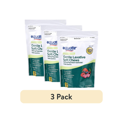 (3 pack) Equate Gentle Laxative Soft Chew for Constipation Relief, Mixed Berry Flavor, 30 Count