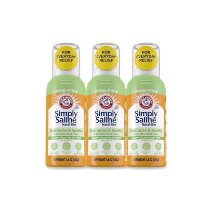 Arm & Hammer Simply Saline Moisturize & Soothe Nasal Mist, 4.6 oz, 3-Pack
