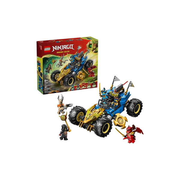 LEGO NINJAGO Jay’s Transforming Car Building Toy for Boys & Girls - Toy Car W/2 Play Modes for Kids, Ages 8+ - W/Jay, NYA, Dragon Form Kai, & 2 More Minifigures - Gift Idea for Birthdays - 71856