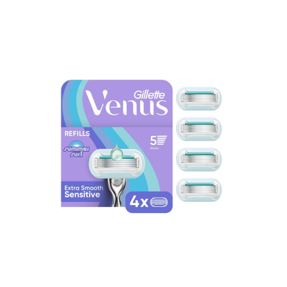 Venus Summer Surf Extra Smooth Sensitive Blade Refills, 4 Count