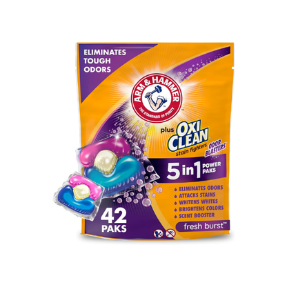 ARM & HAMMER Plus OxiClean Odor Blasters Laundry Detergent Pak, 42 Count