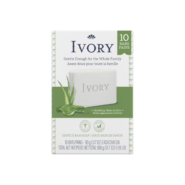 Ivory Bar Soap Aloe Scent, 3.17 Ounce (Pack of 10)