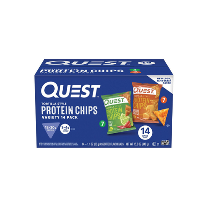 Quest Tortilla Style 18-20g Protein Chip Variety Pack, Chili Lime and Nacho Cheese 14 ct.