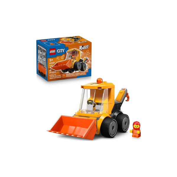 LEGO City Rides – Construction Loader Building Toy for Kids - Pretend Play Set for Boys & Girls, Ages 5+ - Construction Toy W/Backhoe, Loader Bucket, & Minifigure - Gift Idea for Birthdays - 60483