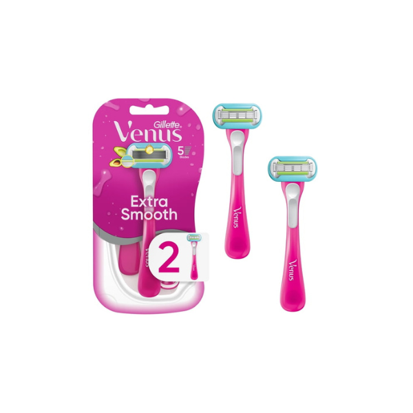 Gillette Venus Extra Smooth Green Disposable Women's Razors, 2 Count