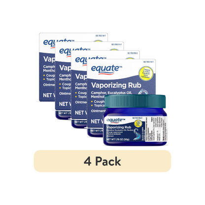 (4 pack) Equate Vaporizing Rub Topical Analgesic & Cough Suppressant Ointment, 1.76 oz, Compare to Vicks VapoRub Active Ingredients