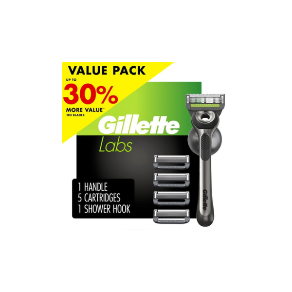 Gillette Labs Razor with Exfoliating Bar - Includes 5 Refills and Wall Hanger