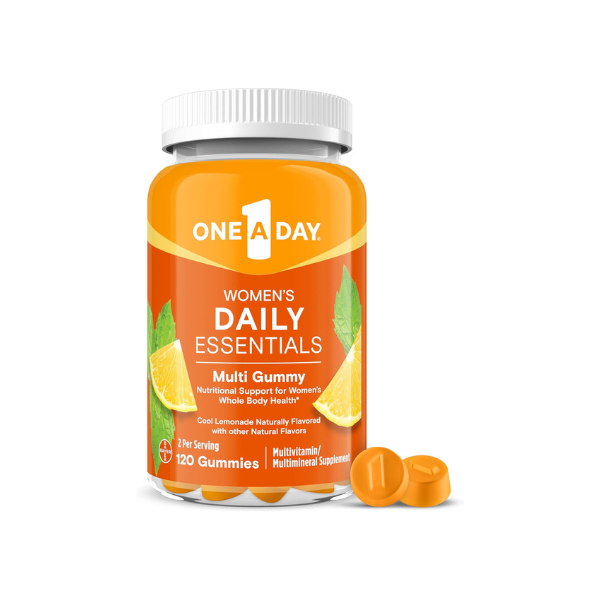 One A Day Women’s Daily Essentials Multivitamin Gummies, Multivitamin for Women, Zinc, Immune Support, Cool Lemonade Naturally Flavored, 120 Gummies