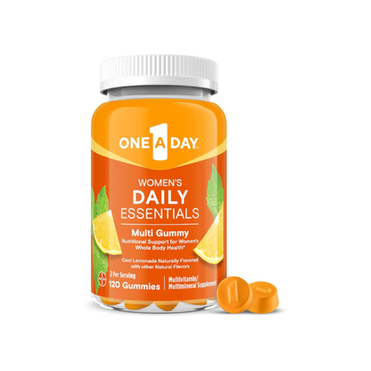 One A Day Women’s Daily Essentials Multivitamin Gummies, Multivitamin for Women, Zinc, Immune Support, Cool Lemonade Naturally Flavored, 120 Gummies
