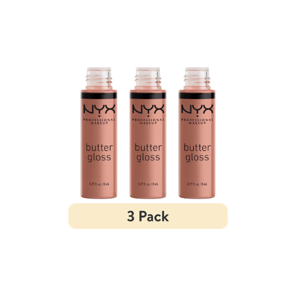 (3 pack) NYX Professional Makeup Butter Gloss, Non-Sticky Lip Gloss,14 Madeleine, 0.27 fl oz