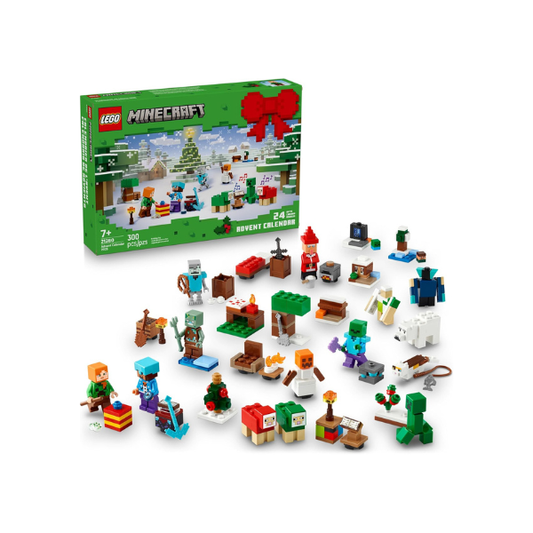 LEGO Minecraft Advent Calendar 2025 Building Toy - Kids Holiday Countdown Set for Boys & Girls, Ages 7+ - 24 Buildable Surprises & 8 Minifigures for Gamers - Collectible Gift for Christmas - 21280