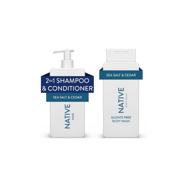 Native Full & Thick 2-in-1 Shampoo & Conditioner & Body Wash Set, Sea Salt & Cedar, Sulfate & Paraben Free, 16.5 oz