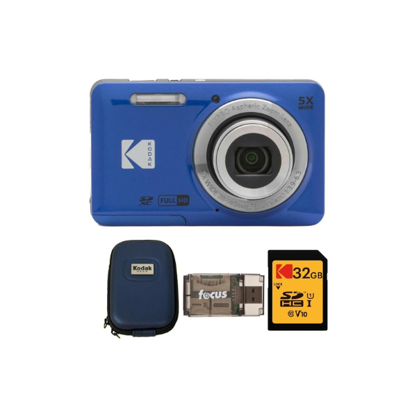 Kodak PIXPRO Friendly Zoom FZ55 Digital Camera (Blue) Bundle