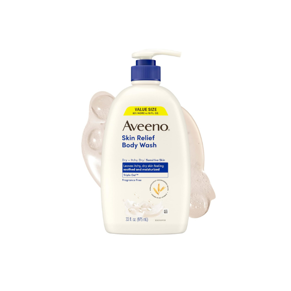 Aveeno Skin Relief Body Wash with Triple Oat Complex, Fragrance-Free, Gentle Daily Body Wash for Sensitive Skin Leaves Itchy, Dry Skin Feeling Soothed & Moisturized, Value Size 33 Fl Oz