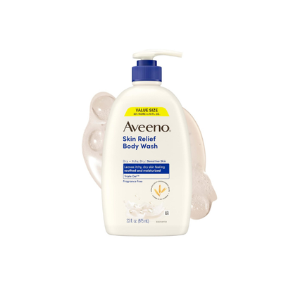 Aveeno Skin Relief Body Wash with Triple Oat Complex, Fragrance-Free, Gentle Daily Body Wash for Sensitive Skin Leaves Itchy, Dry Skin Feeling Soothed & Moisturized, Value Size 33 Fl Oz