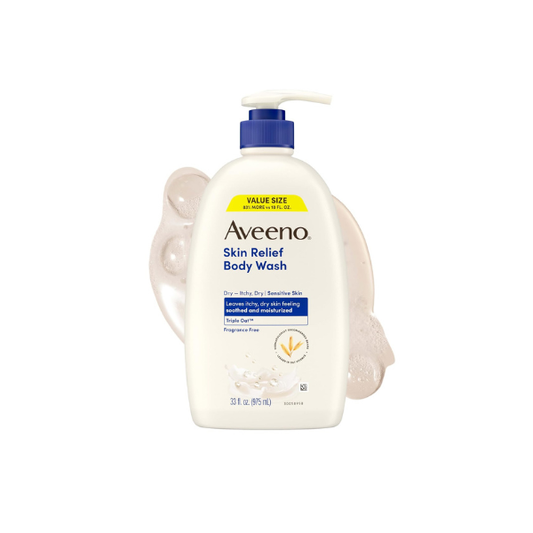 Aveeno Skin Relief Body Wash with Triple Oat Complex, Fragrance-Free, Gentle Daily Body Wash for Sensitive Skin Leaves Itchy, Dry Skin Feeling Soothed & Moisturized, Value Size 33 Fl Oz