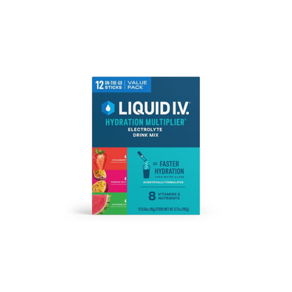 Liquid I.V. Strawberry, Passion Fruit, and Watermelon Hydration Multiplier Powdered Electrolyte Drink Mix, 12 Count Packets