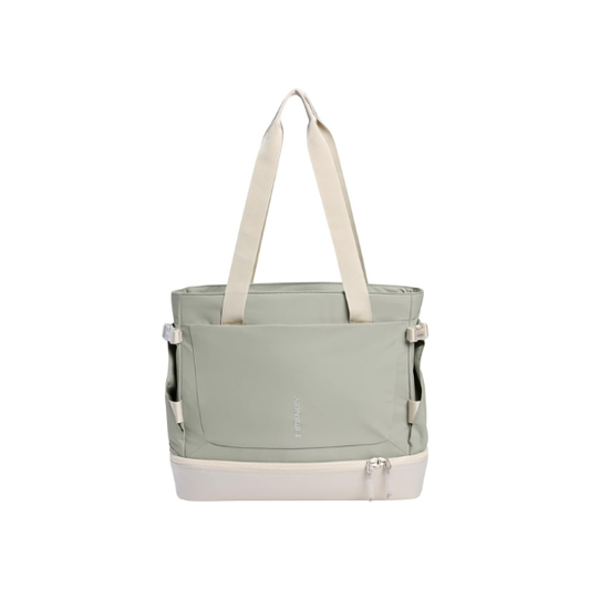 STANLEY Vitalize Tote| Gym, Work & Travel Bag with Laptop Sleeve | Expandable Bottom Compartment | Tumbler & Water Bottle Pockets | Durable Recycled Fabric | Sage Grey